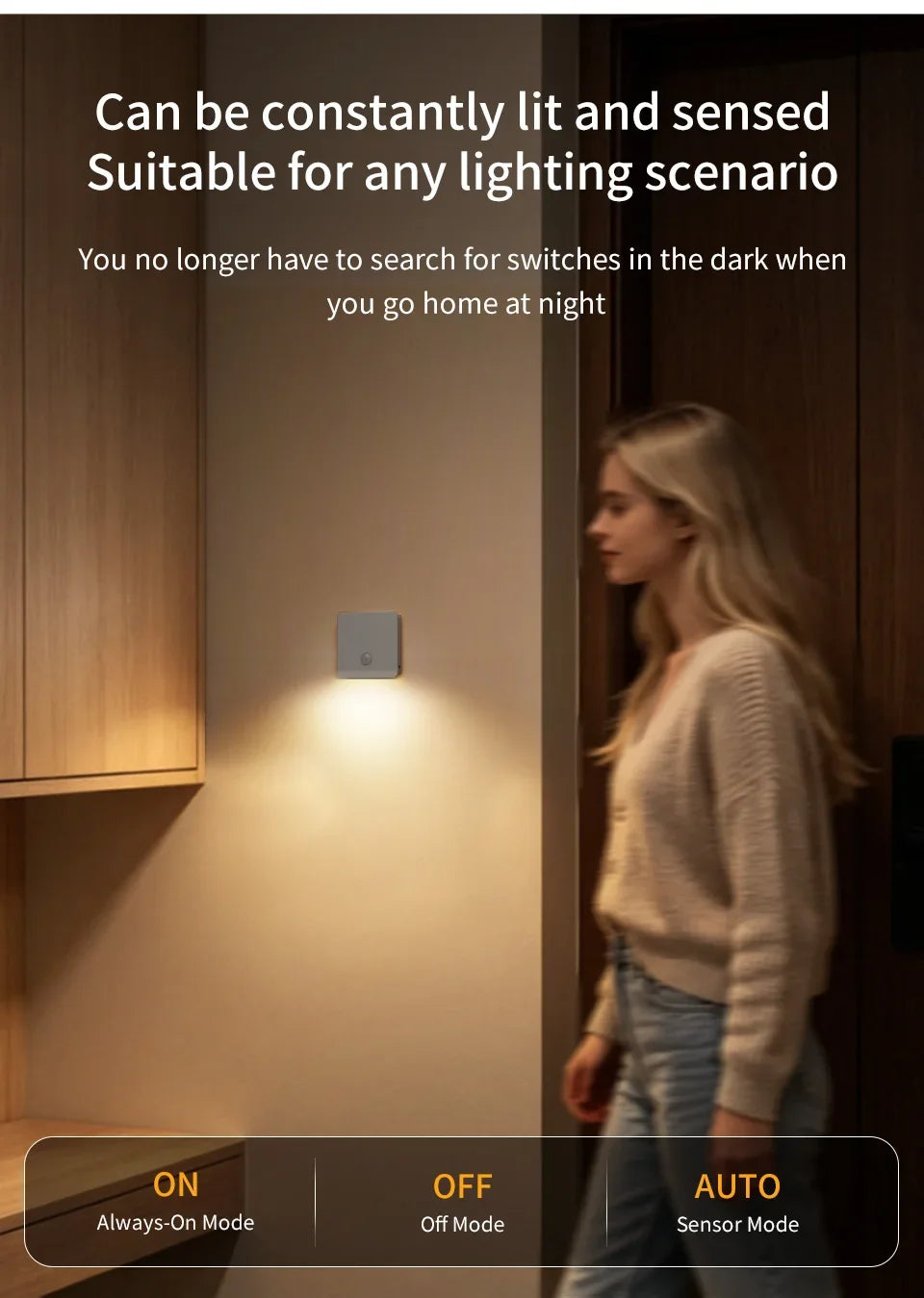 Veilleuse LED à Détecteur de Mouvement – Rechargeable USB-C